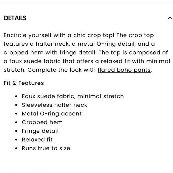 Windsor faux suede fringe halter - size L - Picture 9 of 9